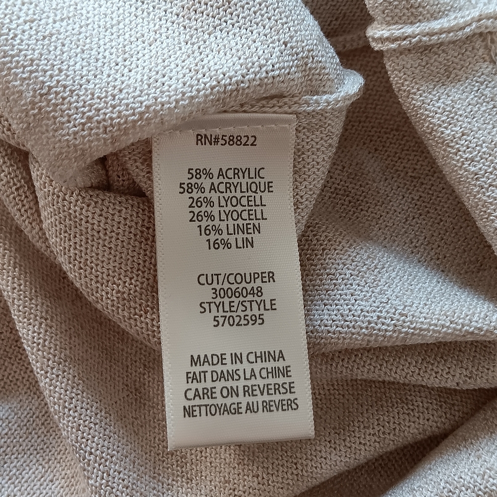 New Max Studio Linen Blend Short Dolman Sleeve Knit Top Oyster Beige Medium - Picture 6 of 9